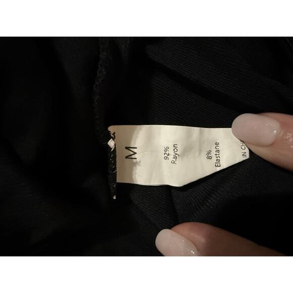 Halara Ribbed Boat Neck Asymmetric Strap Maxi Dress Black Sz Medium NEW - Picture 10 of 10